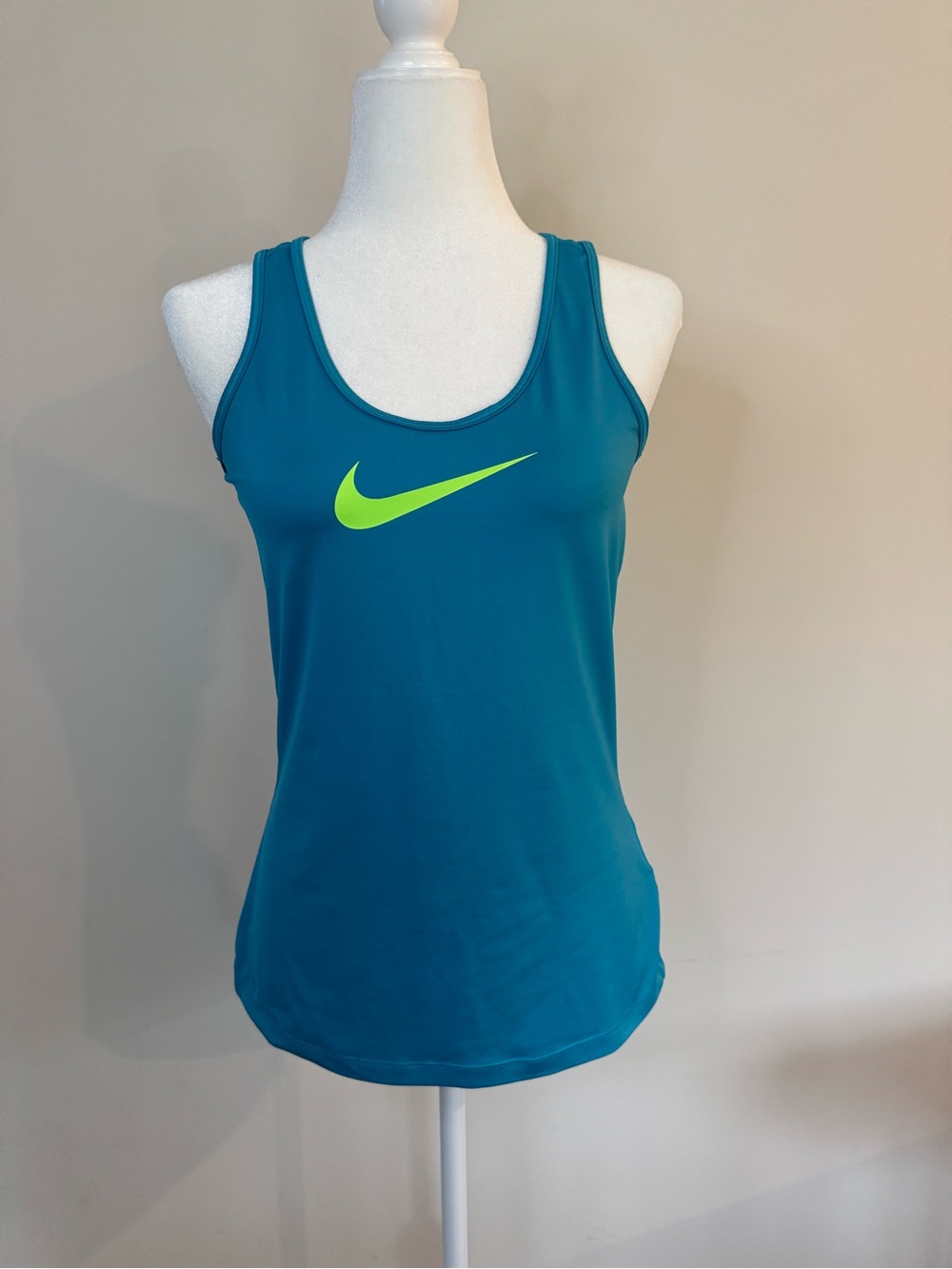 Nike Pro Women's Teal Racerback Tank with Lime Swoosh